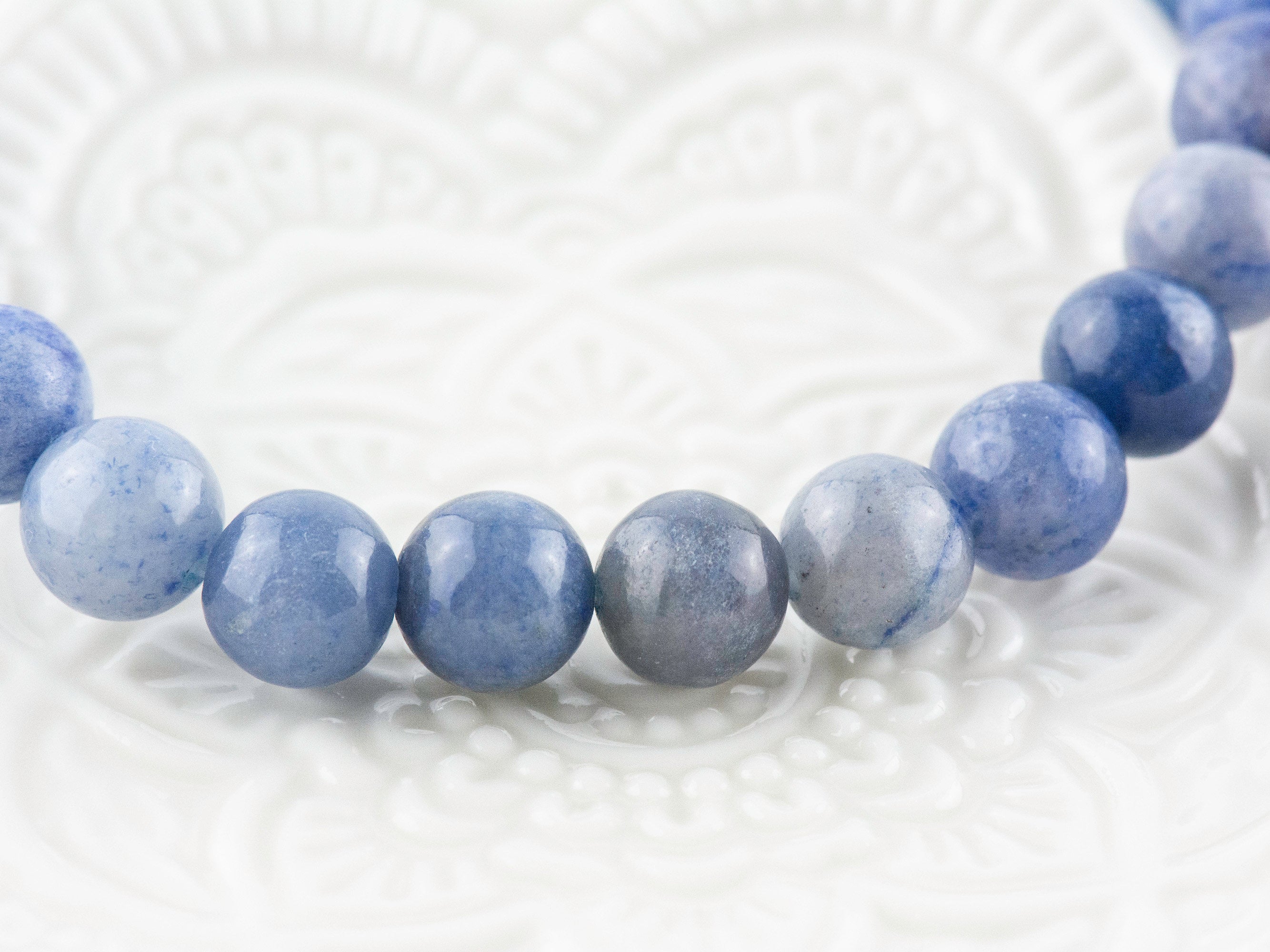 Blue Aventurine Stretch Beaded Watch Band, Medical Alert Bracelet, Single Strand, Interchangeable, Handmade Jewelry