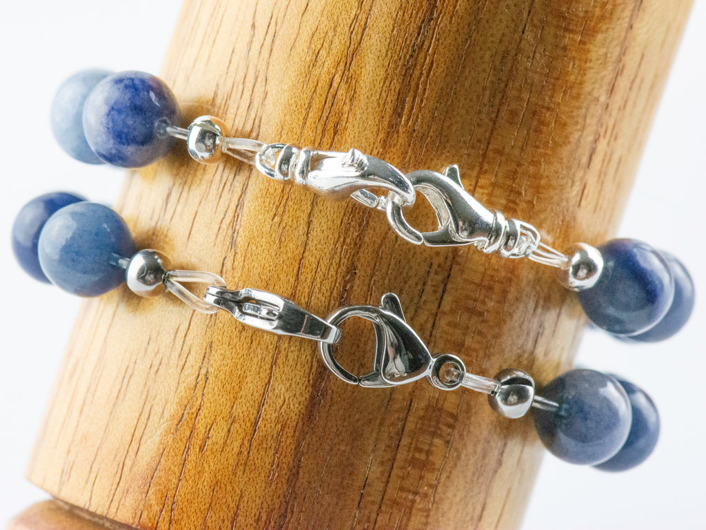 Blue Aventurine Stretch Beaded Watch Band, Medical Alert Bracelet, Single Strand, Interchangeable, Handmade Jewelry