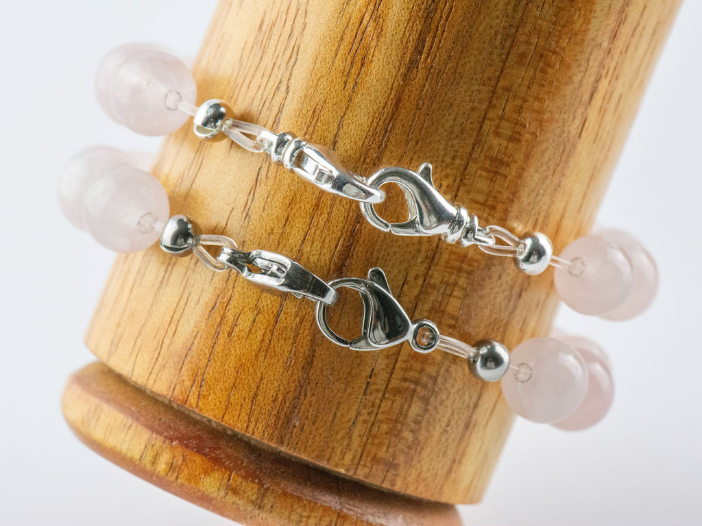 Rose Quartz Stretch Beaded Watch Band, Medical Alert Bracelet, Single Strand, Interchangeable, Handmade Jewelry