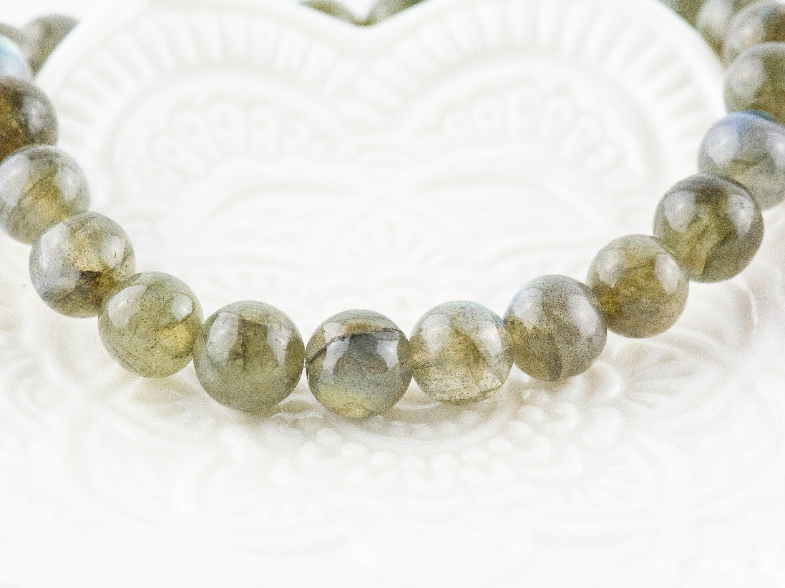 Labradorite Stretch Beaded Watch Band, Medical Alert Bracelet, Single Strand, Interchangeable, Handmade Jewelry