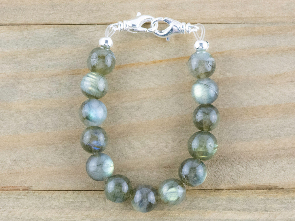 Labradorite Stretch Beaded Watch Band, Medical Alert Bracelet, Single Strand, Interchangeable, Handmade Jewelry