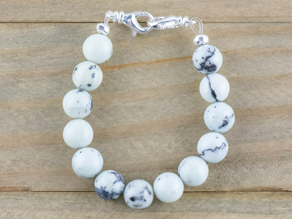 Dendritic Jasper Stretch Beaded Watch Band, Medical Alert Bracelet, Single Strand, Interchangeable, Handmade Jewelry