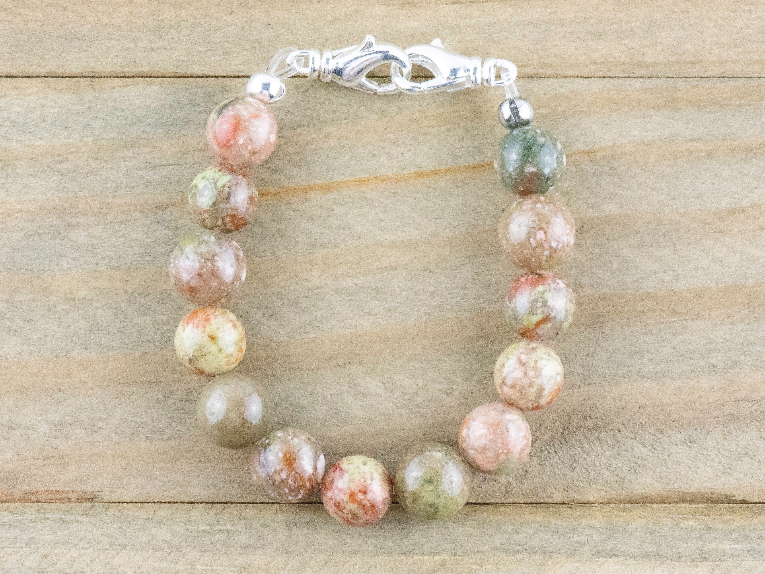 Autumn Jasper Stretch Beaded Watch Band, Medical Alert Bracelet, Single Strand, Interchangeable, Handmade Jewelry
