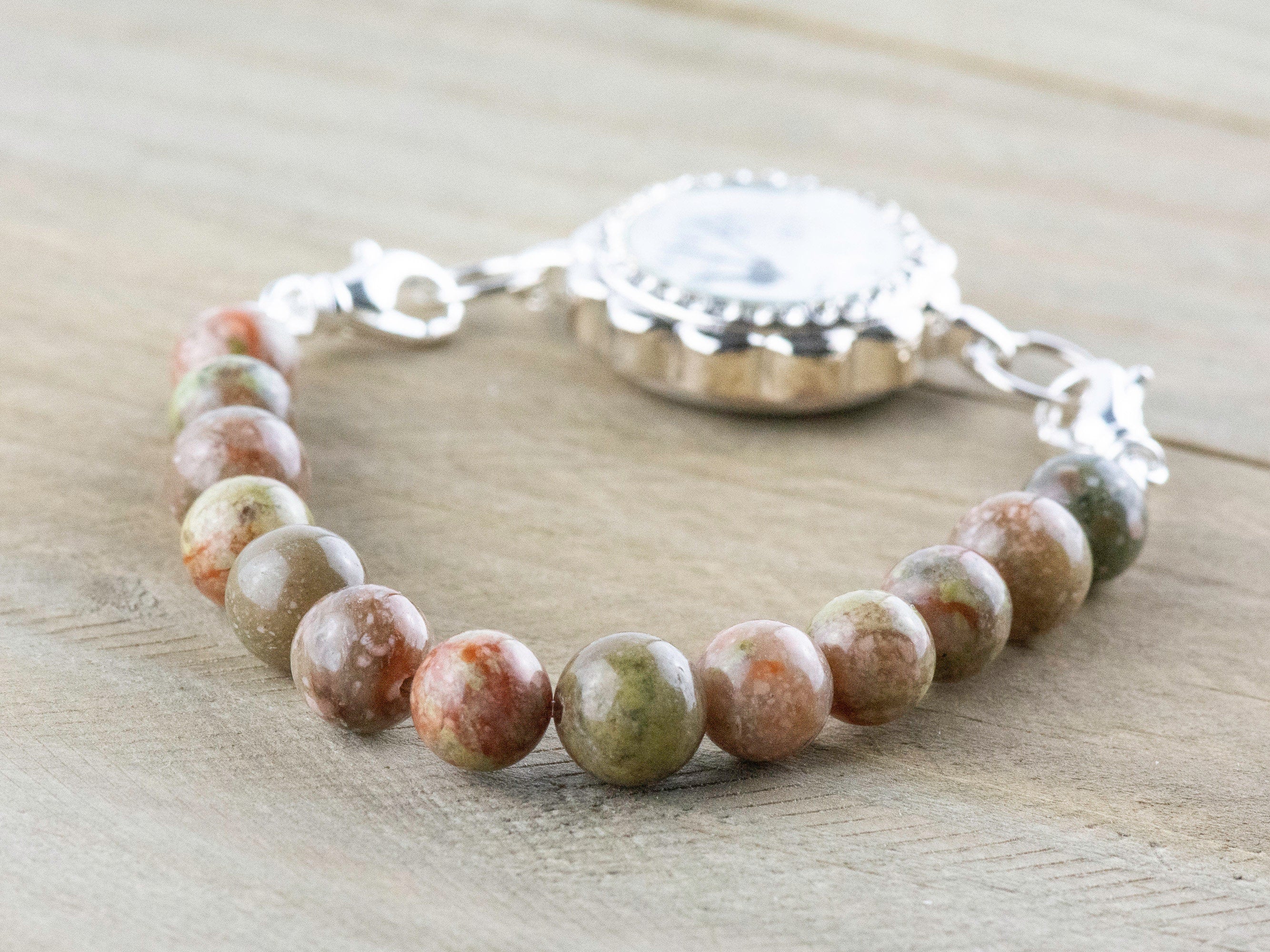 Autumn Jasper Stretch Beaded Watch Band, Medical Alert Bracelet, Single Strand, Interchangeable, Handmade Jewelry