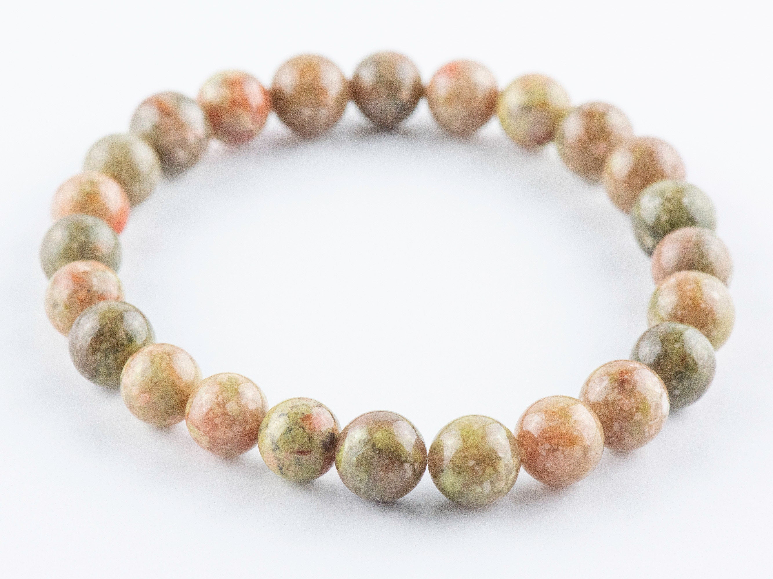 Autumn Jasper Smooth Round Beaded Stretch Bracelet, Simple Unisex Semi-Precious Stone Jewelry, Handmade Natural Gemstone Fashion Accessories