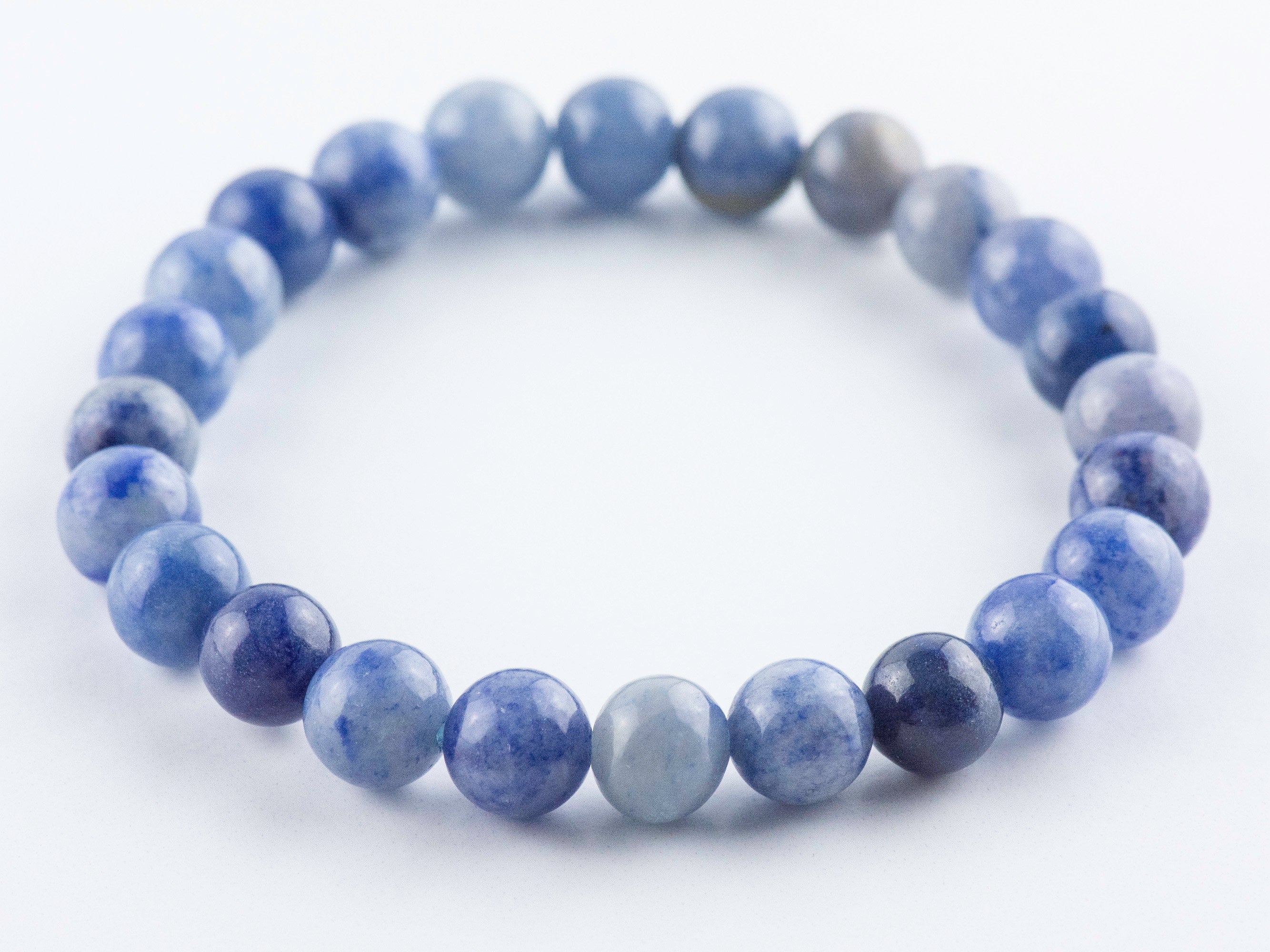 Blue Aventurine Smooth Round Beaded Stretch Bracelet, Unisex Semi-Precious Stone Jewelry, Handmade Natural Gemstone Fashion Accessories