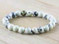 Dendritic Jasper Smooth Round Beaded Stretch Bracelet, Unisex Semi-Precious Stone Jewelry, Handmade Natural Gemstone Fashion Accessories