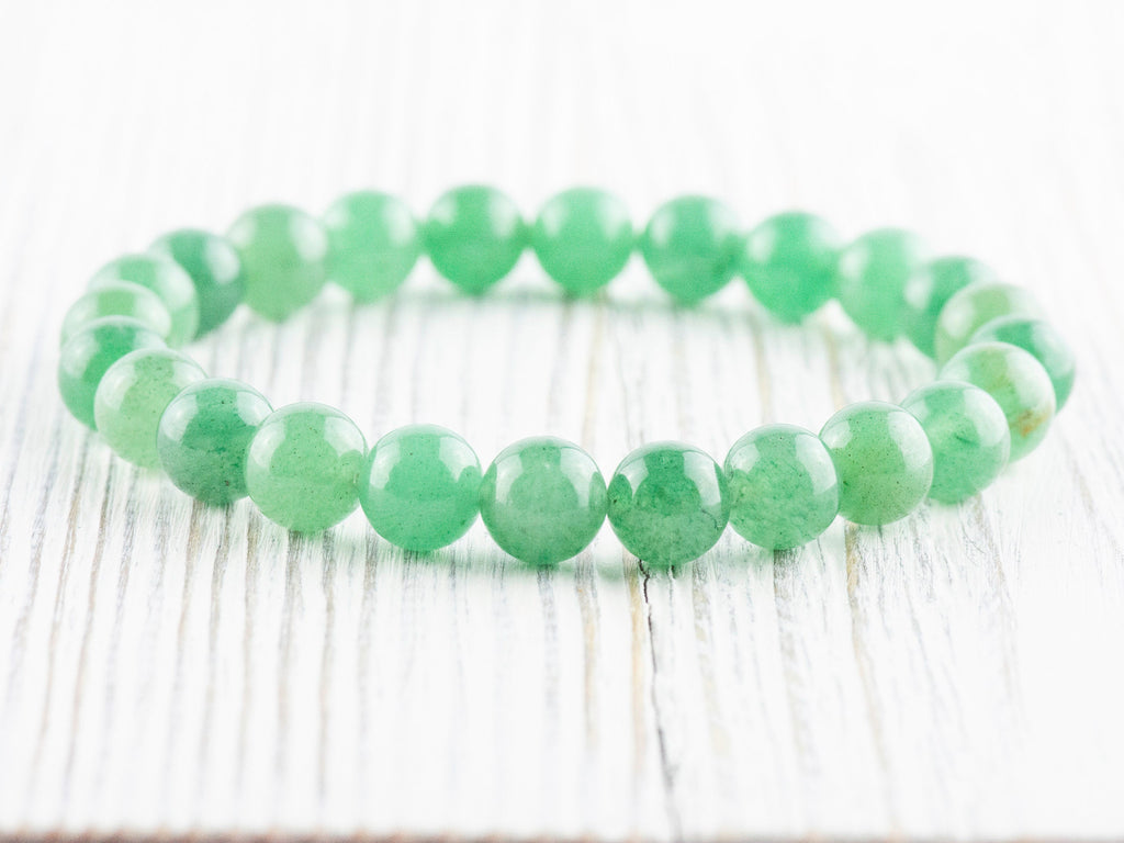Green Aventurine Smooth Round Beaded Stretch Bracelet, Unisex Semi-Precious Stone Jewelry, Handmade Natural Gemstone Fashion Accessories