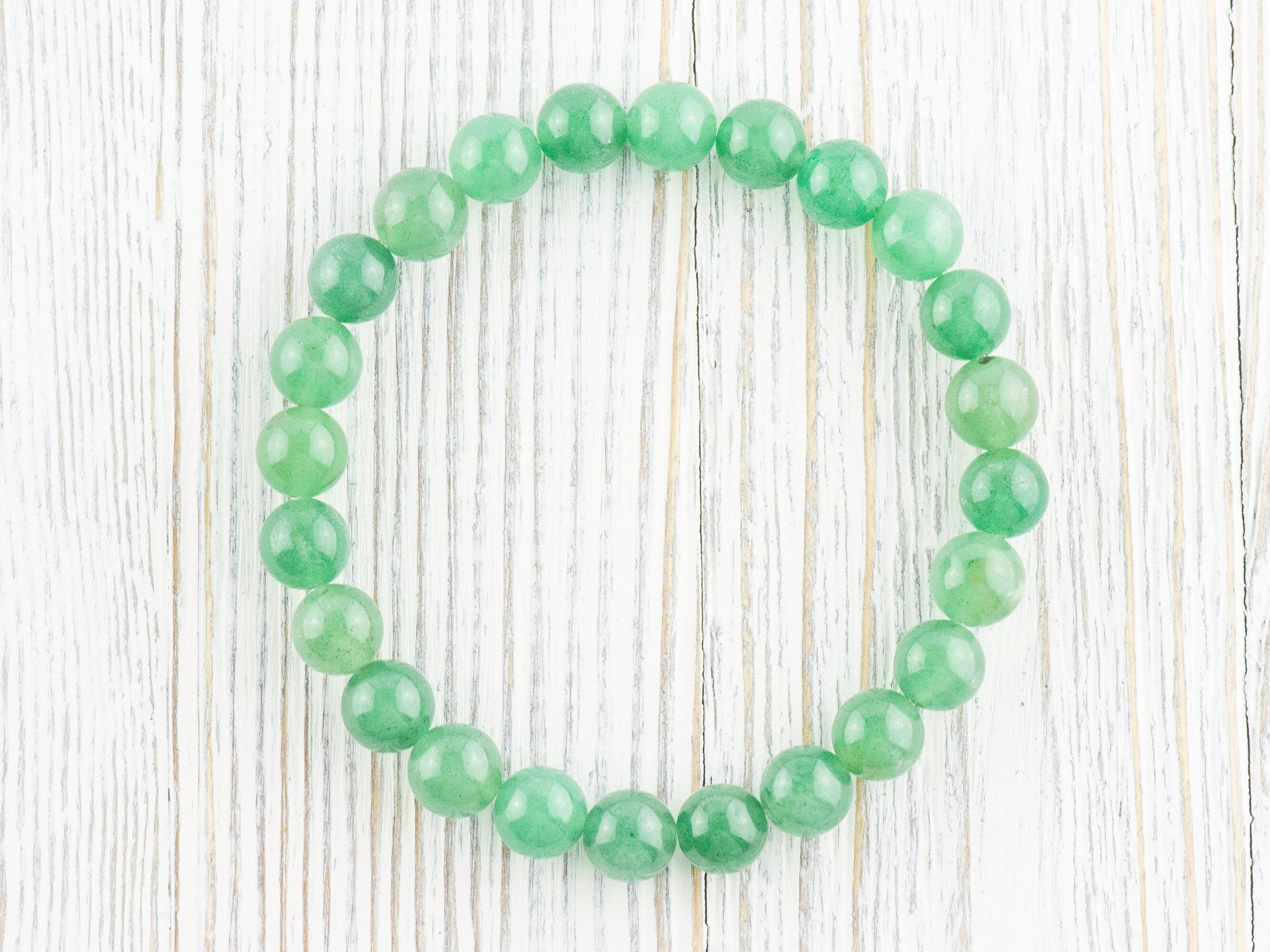 Green Aventurine Smooth Round Beaded Stretch Bracelet, Unisex Semi-Precious Stone Jewelry, Handmade Natural Gemstone Fashion Accessories