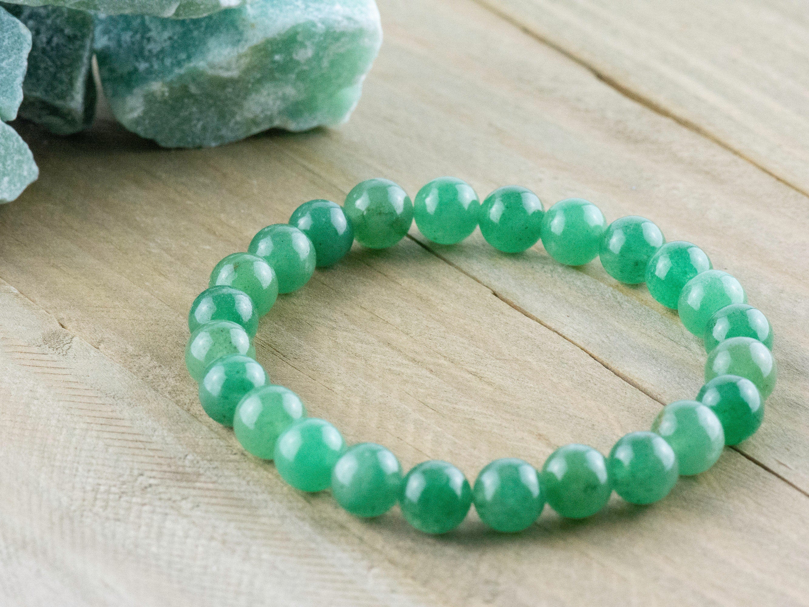 Green Aventurine Smooth Round Beaded Stretch Bracelet, Unisex Semi-Precious Stone Jewelry, Handmade Natural Gemstone Fashion Accessories