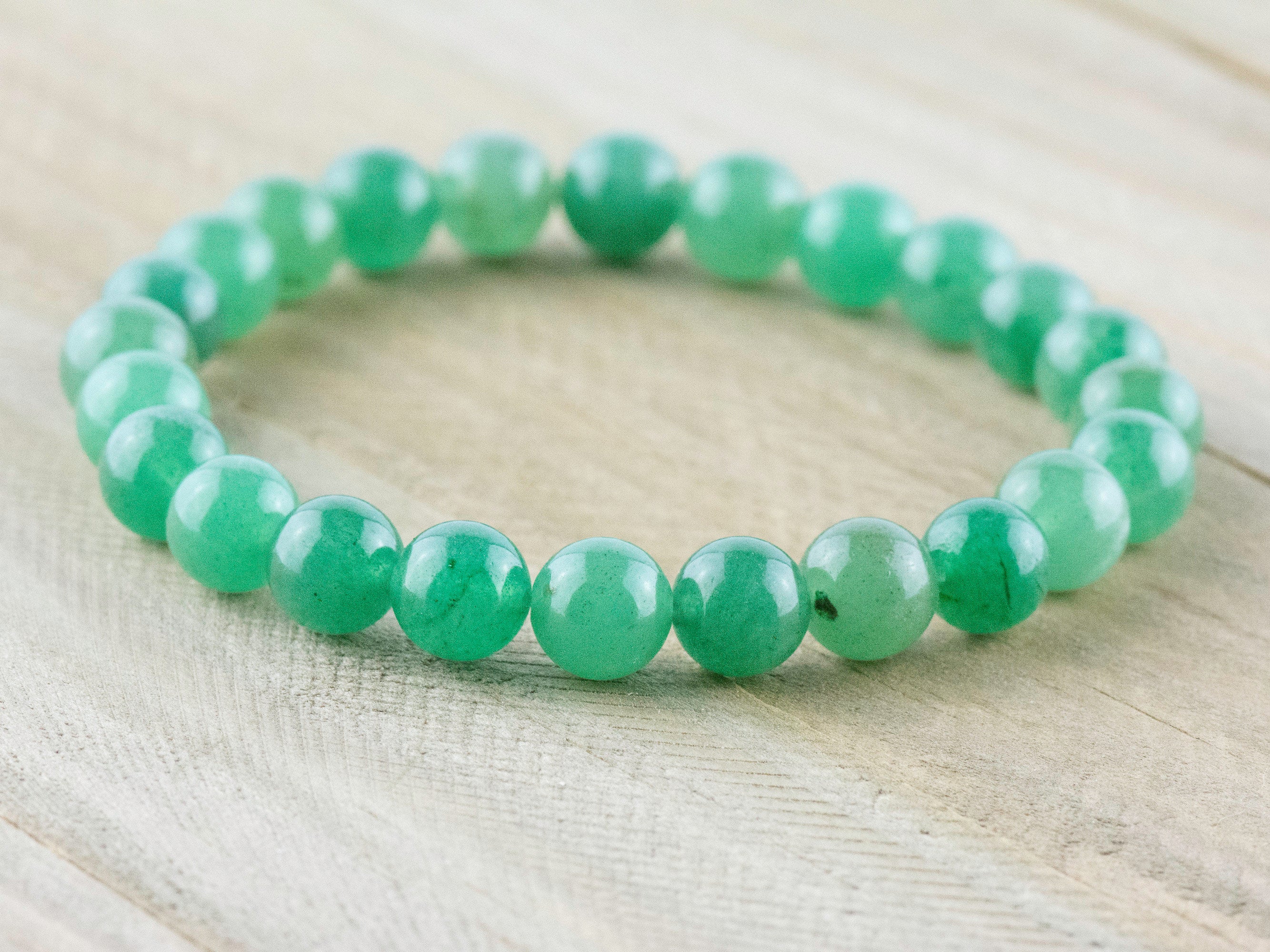 Green Aventurine Smooth Round Beaded Stretch Bracelet, Unisex Semi-Precious Stone Jewelry, Handmade Natural Gemstone Fashion Accessories