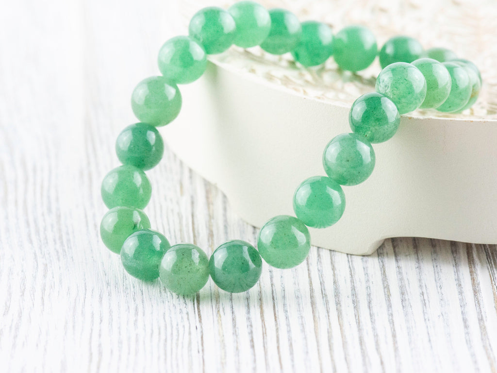 Green Aventurine Smooth Round Beaded Stretch Bracelet, Unisex Semi-Precious Stone Jewelry, Handmade Natural Gemstone Fashion Accessories