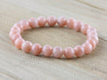 Pink Flake Moonstone Smooth Round Beaded Stretch Bracelet, Unisex Semi-Precious Stone Jewelry, Handmade Natural Gemstone Fashion Accessories
