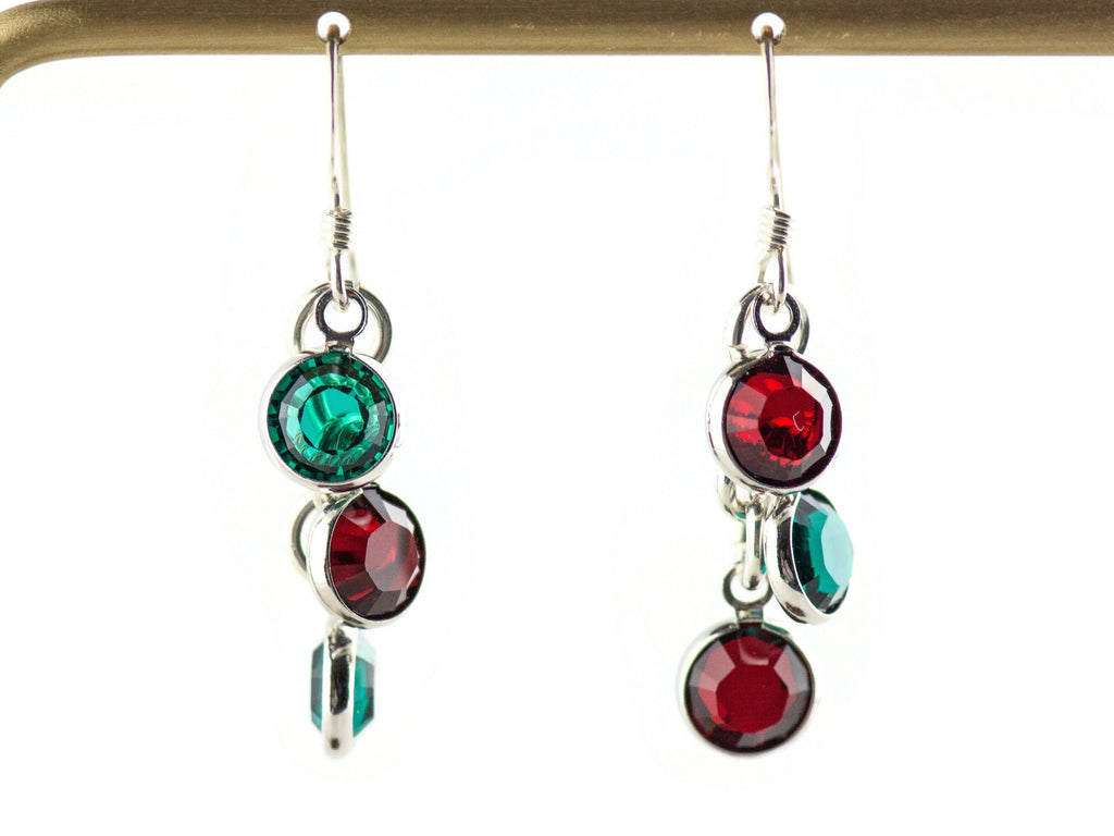 Mistletoe Christmas Earrings, Handmade Sterling Silver Earrings, Swarovski Crystal