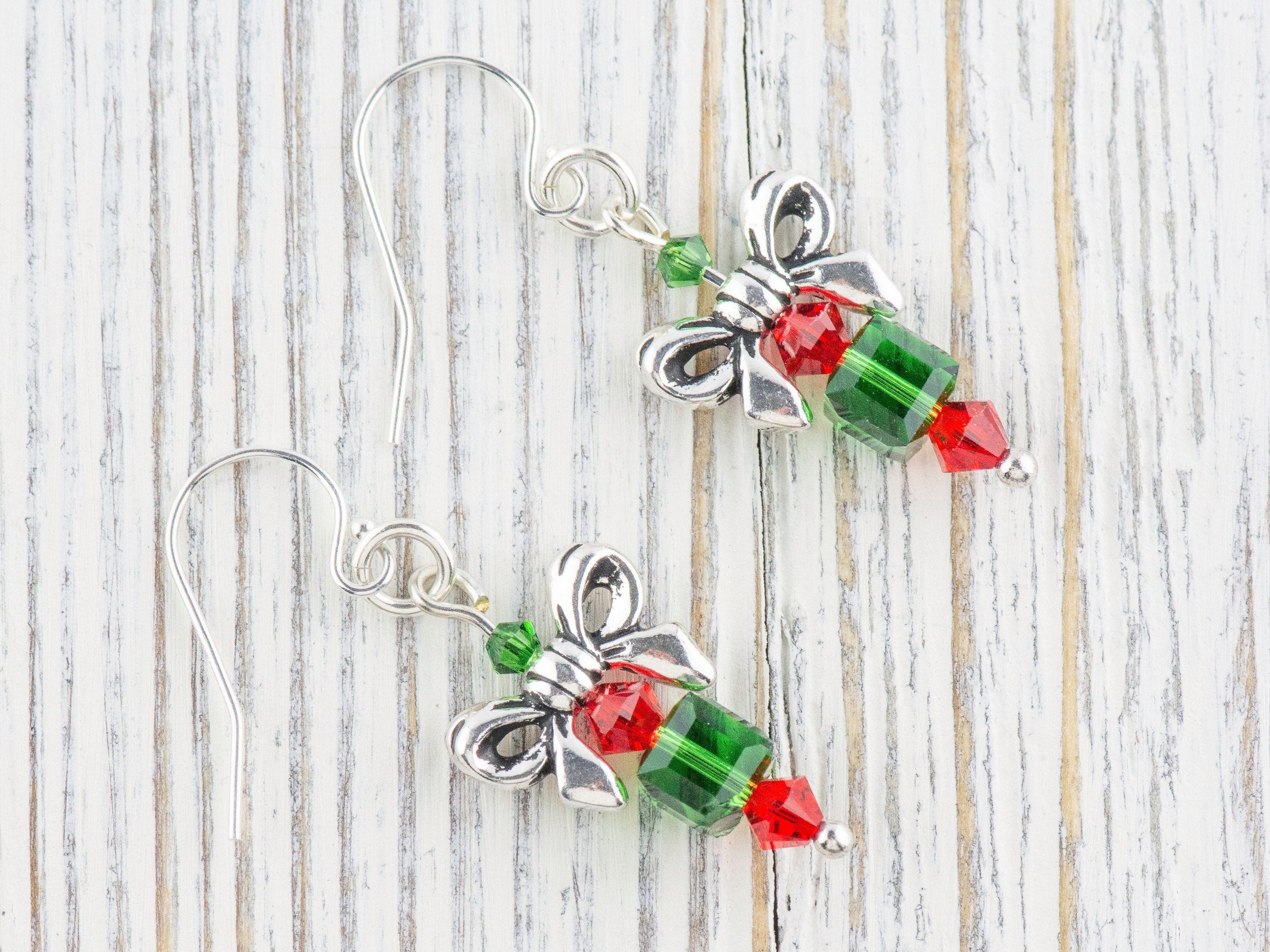 Christmas Gift Earrings, Handmade Sterling Silver Earrings, Swarovski Crystal