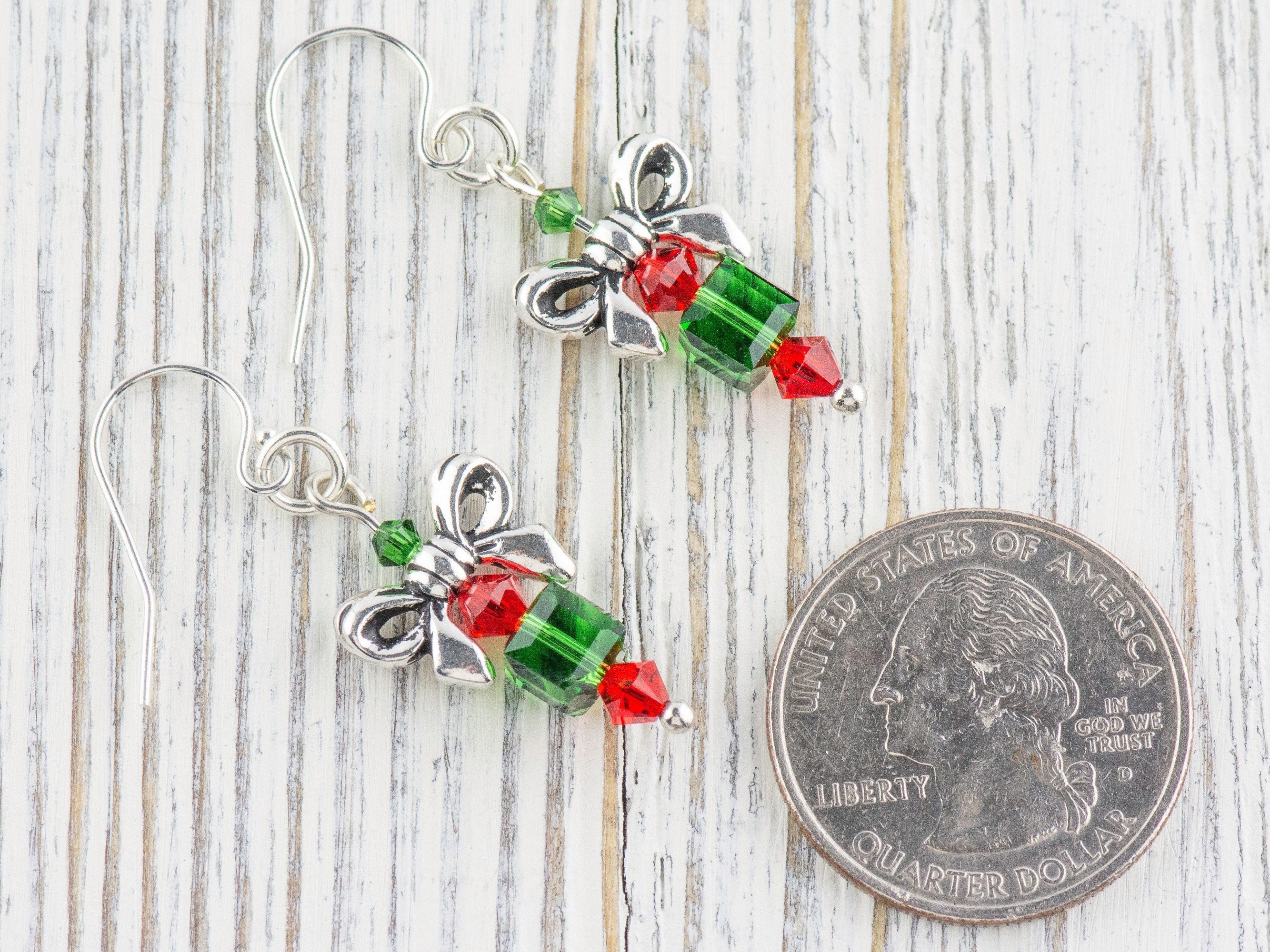 Christmas Gift Earrings, Handmade Sterling Silver Earrings, Swarovski Crystal