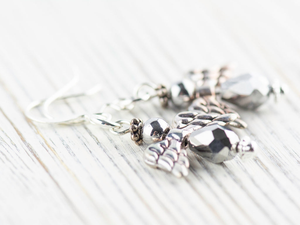 Silver Christmas Angel Earrings, Handmade Silver Plated Earrings, Angel Jewelry