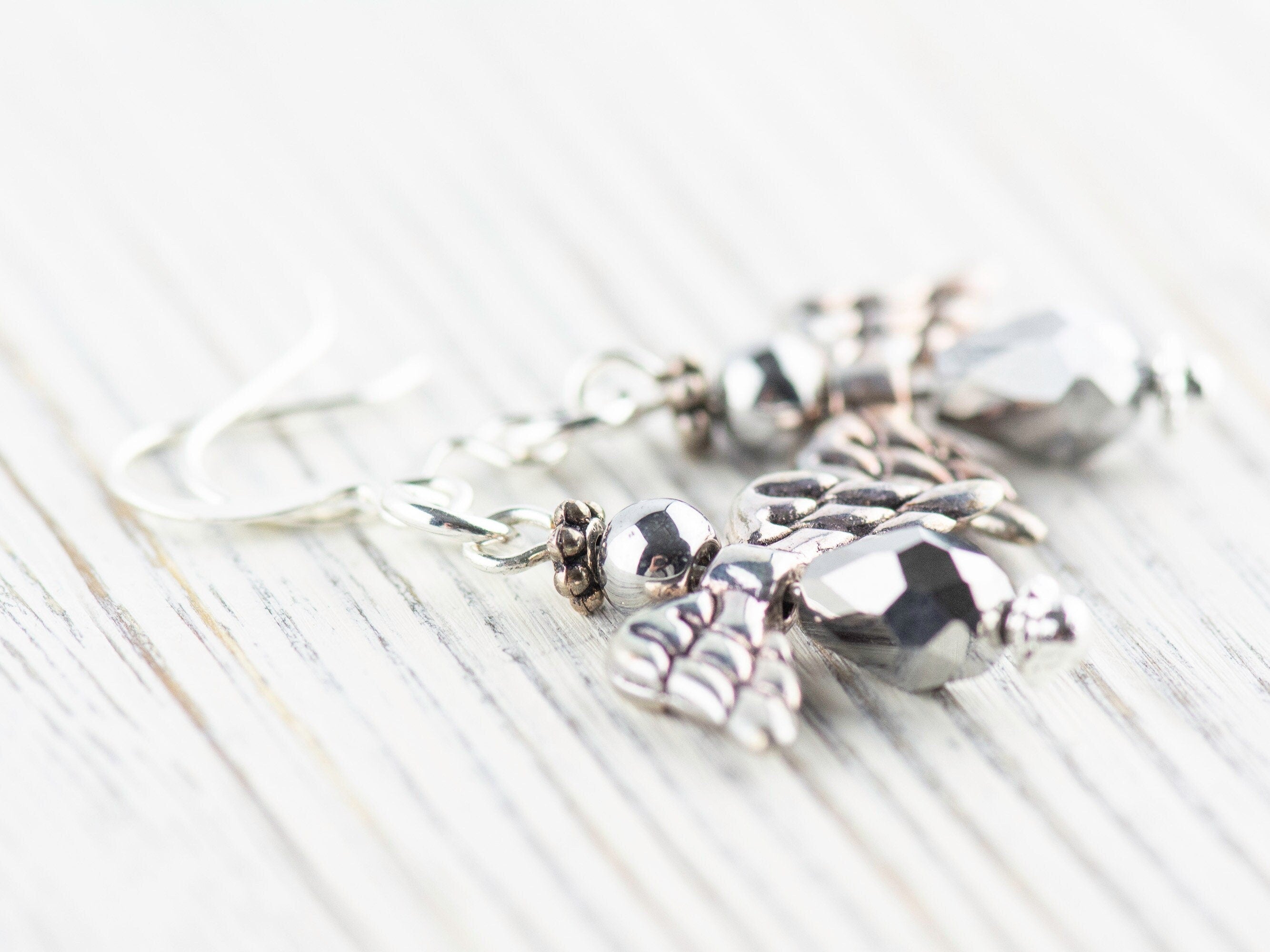 Silver Christmas Angel Earrings, Handmade Silver Plated Earrings, Angel Jewelry
