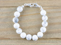 White Howlite Stretch Beaded Watch Band, Medical Alert Bracelet, Single Strand, Interchangeable, Handmade Jewelry