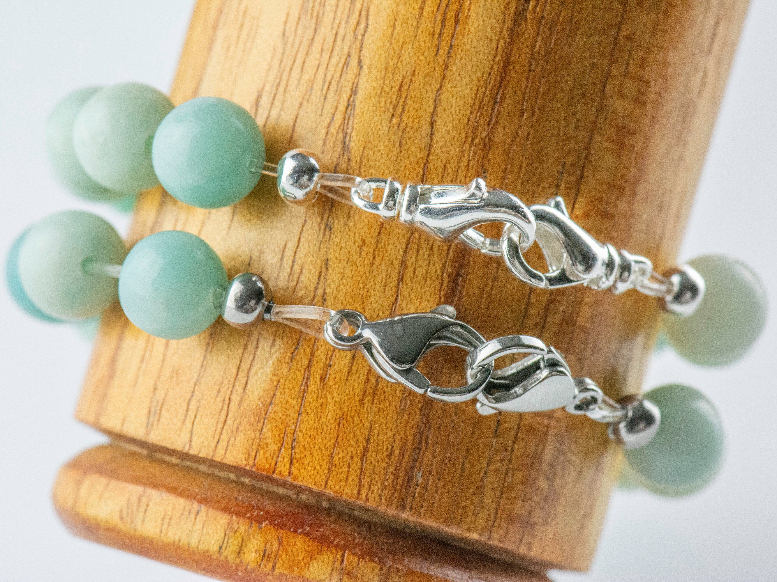 Amazonite Stretch Beaded Watch Band, Medical Alert Bracelet, Single Strand Interchangeable Band, Handmade Jewelry