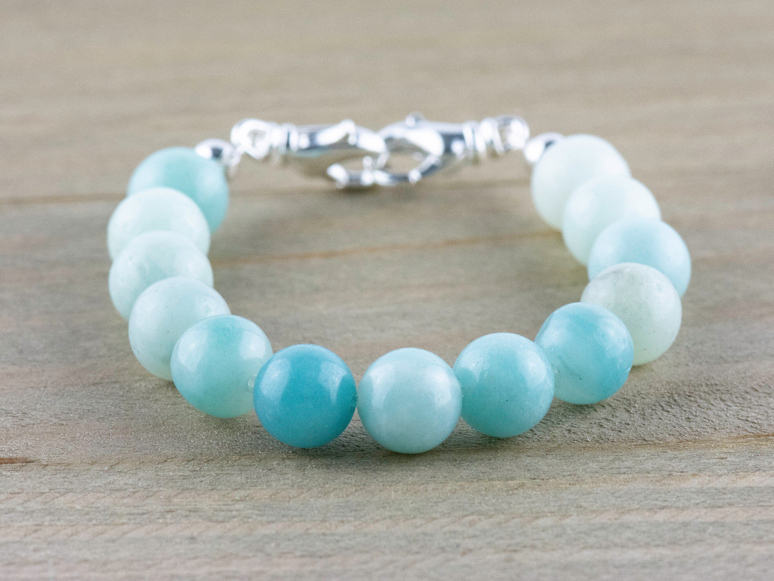 Amazonite Stretch Beaded Watch Band, Medical Alert Bracelet, Single Strand Interchangeable Band, Handmade Jewelry