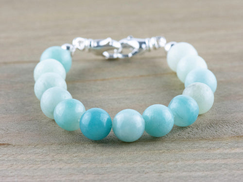 Amazonite Stretch Beaded Watch Band, Medical Alert Bracelet, Single Strand Interchangeable Band, Handmade Jewelry