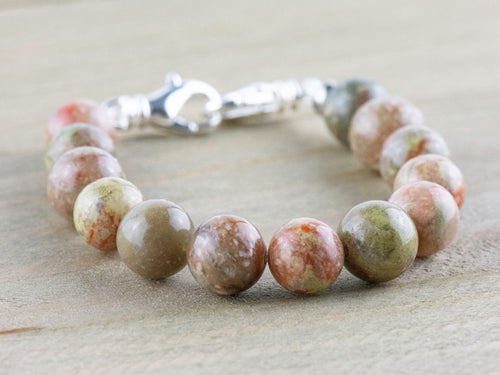 Autumn Jasper Stretch Beaded Watch Band, Medical Alert Bracelet, Single Strand, Interchangeable, Handmade Jewelry