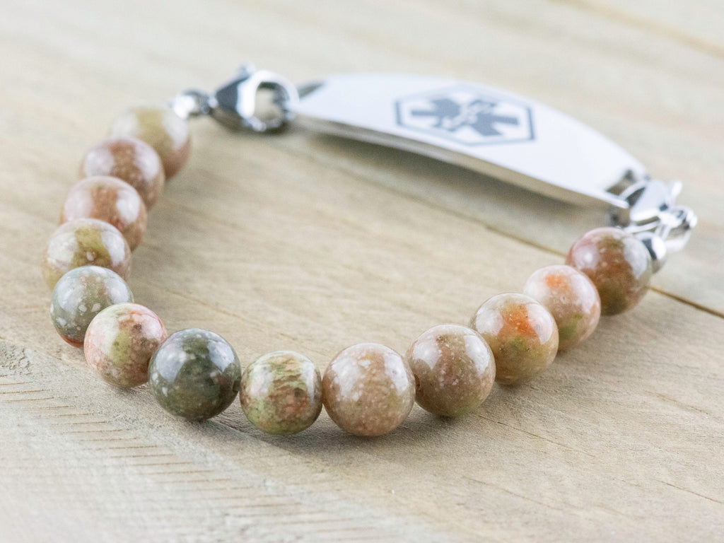 Autumn Jasper Stretch Beaded Watch Band, Medical Alert Bracelet, Single Strand, Interchangeable, Handmade Jewelry
