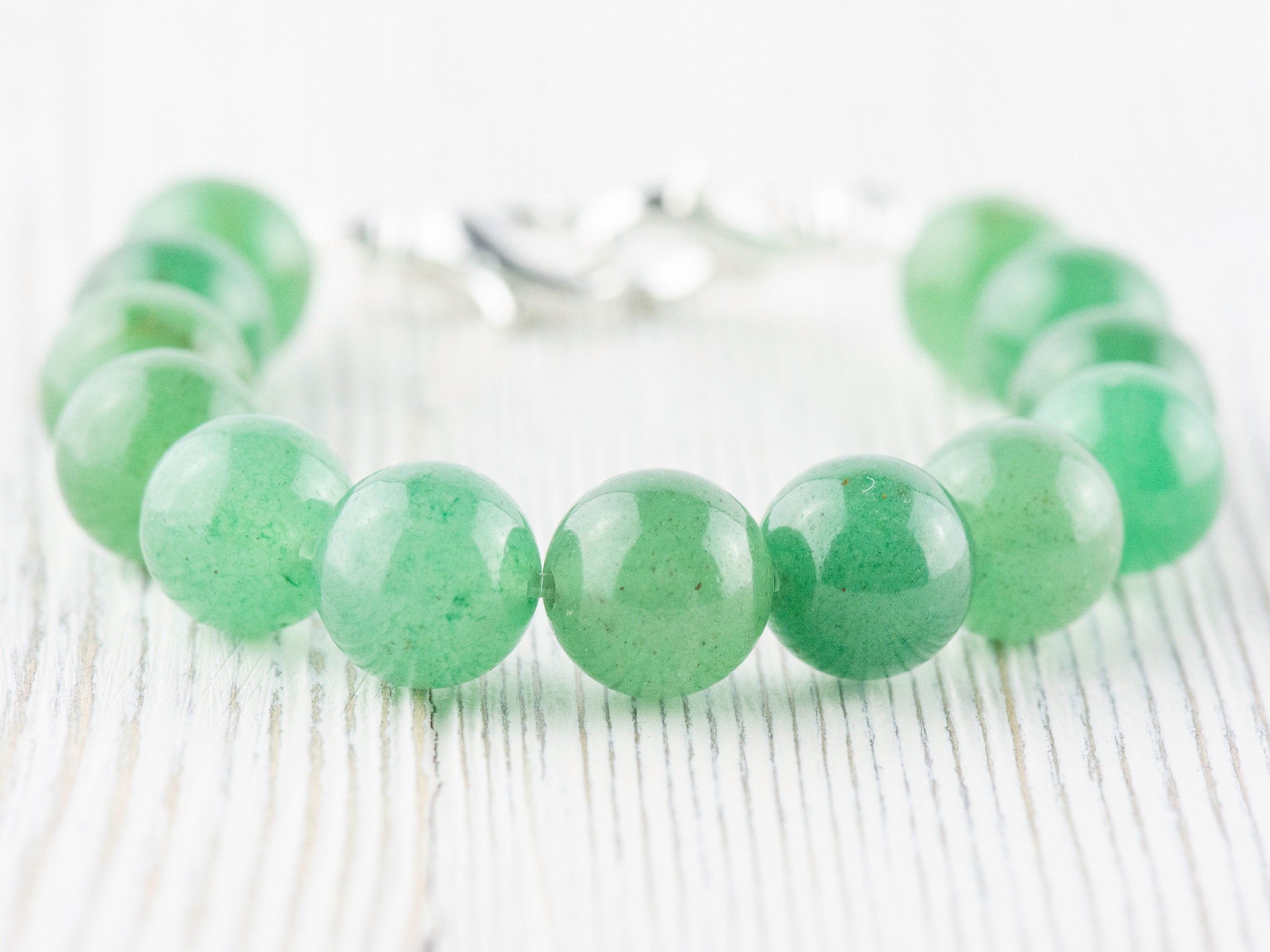Green Aventurine Stretch Beaded Watch Band, Medical Alert Bracelet, Single Strand, Interchangeable, Handmade Jewelry