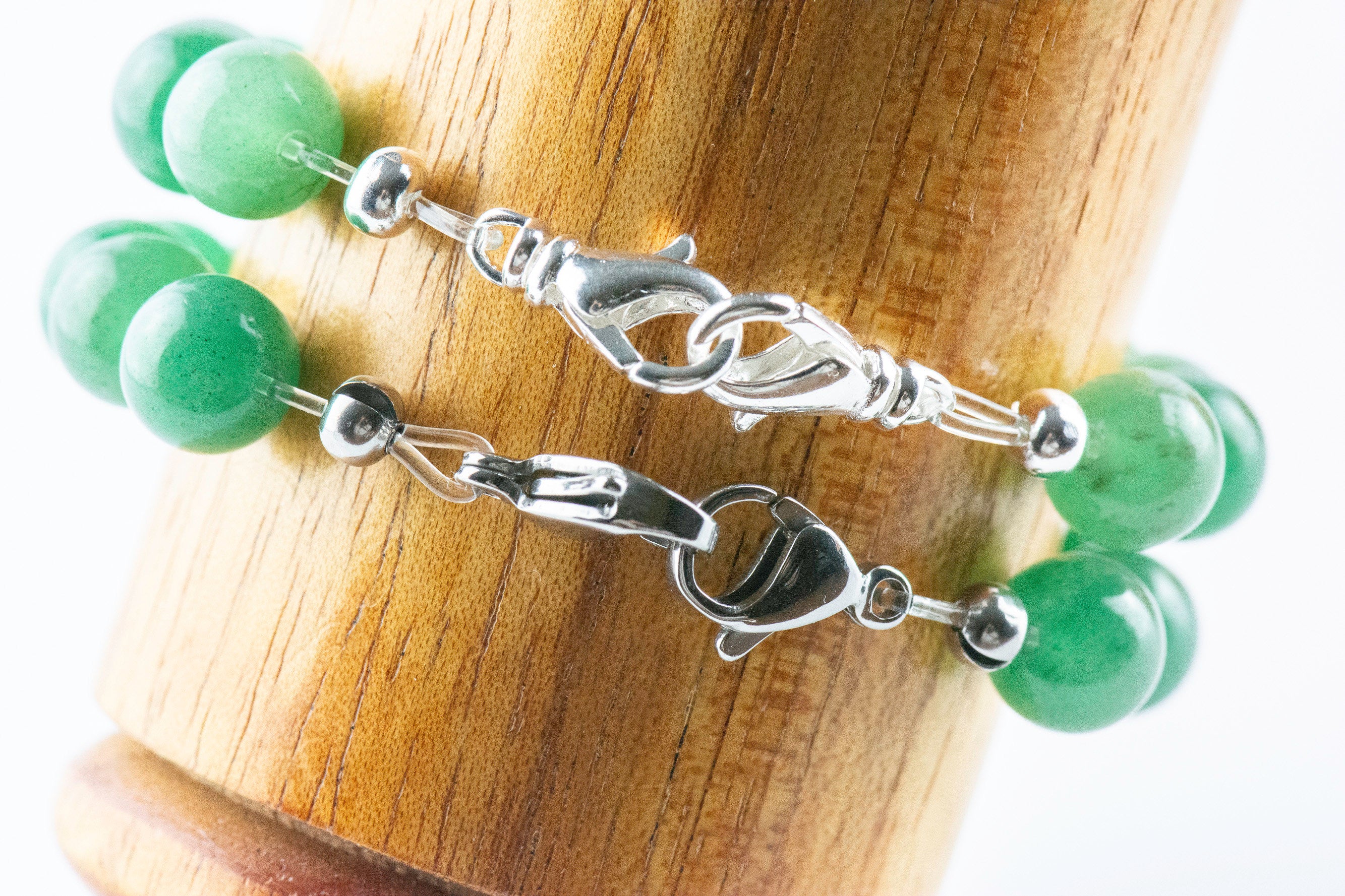 Green Aventurine Stretch Beaded Watch Band, Medical Alert Bracelet, Single Strand, Interchangeable, Handmade Jewelry
