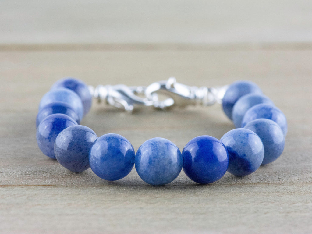 Blue Aventurine Stretch Beaded Watch Band, Medical Alert Bracelet, Single Strand, Interchangeable, Handmade Jewelry