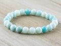 Amazonite Smooth Round Beaded Stretch Bracelet, Simple Unisex Semi-Precious Stone Jewelry, Handmade Natural Gemstone Fashion Accessories