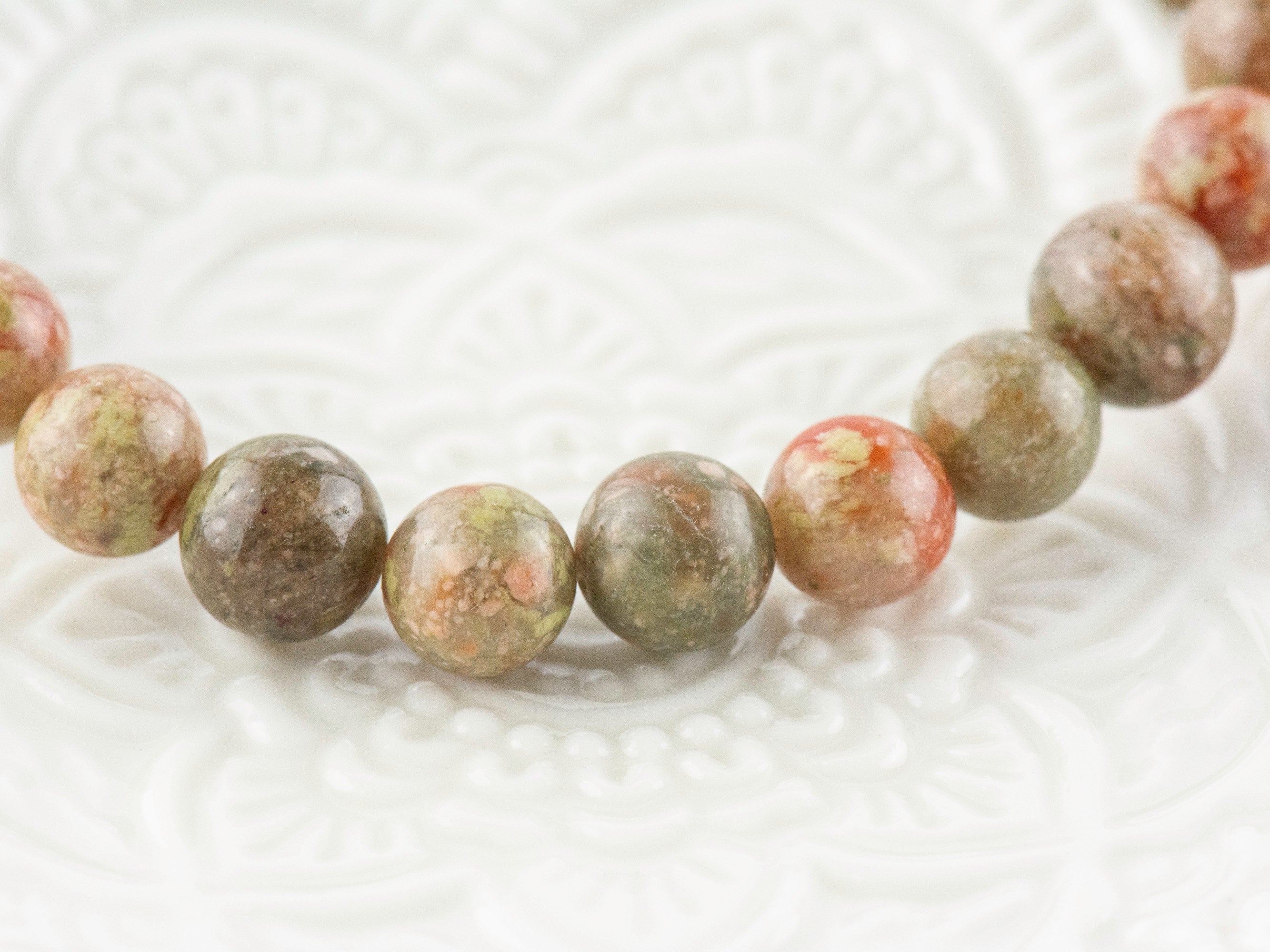Autumn Jasper Smooth Round Beaded Stretch Bracelet, Simple Unisex Semi-Precious Stone Jewelry, Handmade Natural Gemstone Fashion Accessories