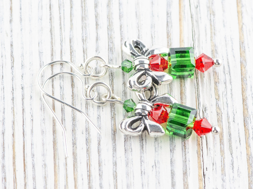 Christmas Gift Earrings, Handmade Sterling Silver Earrings, Swarovski Crystal