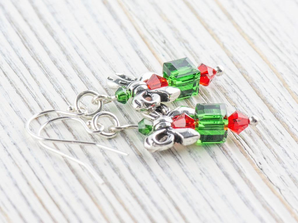 Christmas Gift Earrings, Handmade Sterling Silver Earrings, Swarovski Crystal