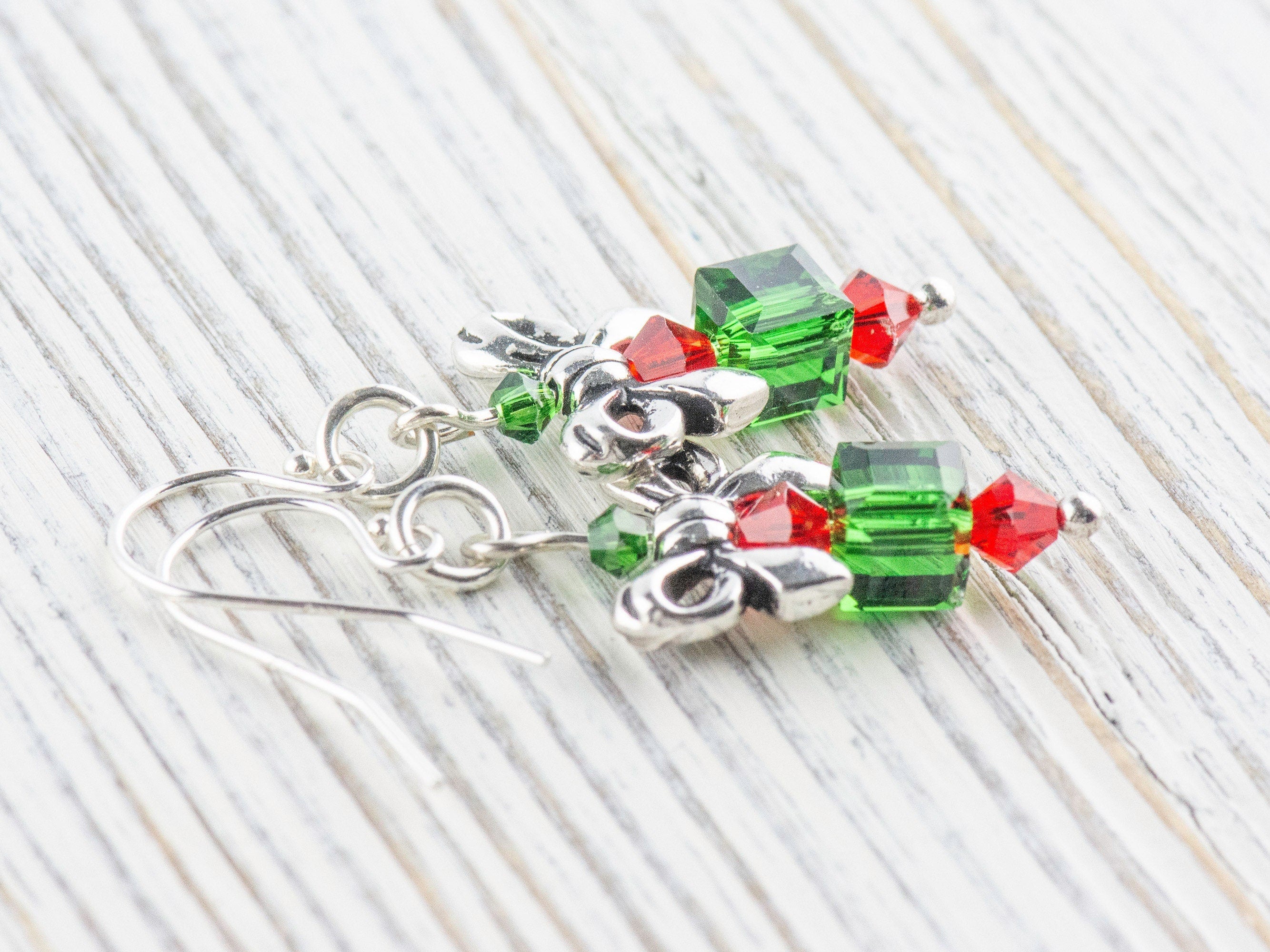 Christmas Gift Earrings, Handmade Sterling Silver Earrings, Swarovski Crystal