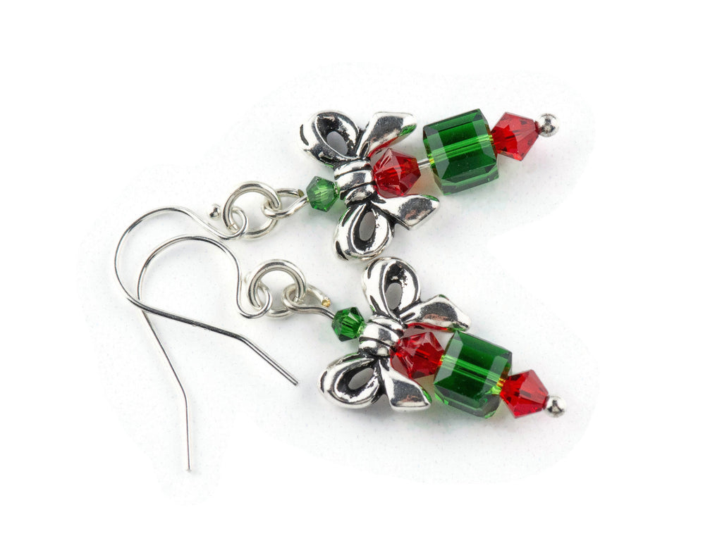 Christmas Gift Earrings, Handmade Sterling Silver Earrings, Swarovski Crystal