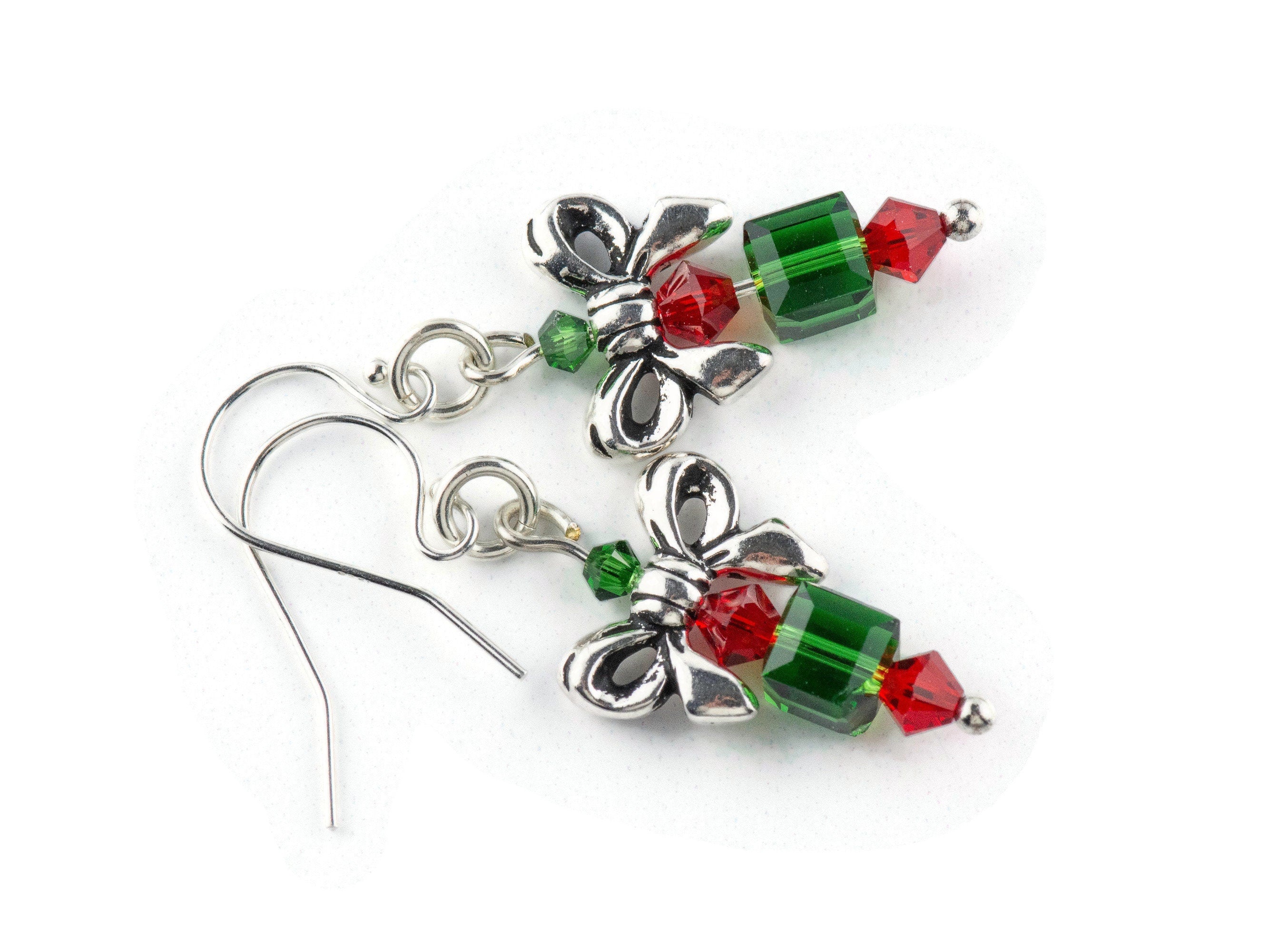 Christmas Gift Earrings, Handmade Sterling Silver Earrings, Swarovski Crystal