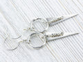 Silver Dangle Geometric Hoop Earrings • Handmade Jewelry • Dangly Triangles • Unique Statement Earrings • Jewelry Gift for Her