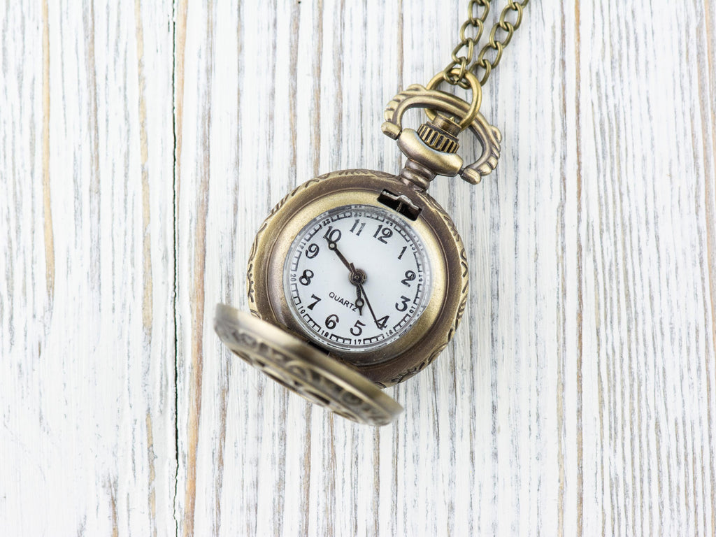 Sun & Moon Pocket Watch Necklace | Long Necklace Watch | Watch Locket Necklace | Pocket Watch Pendant | Ladies Pocket Watch