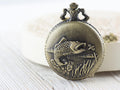 Large Mouth Bass Bronze Pocket Watch Long Necklace / Unique Watches / Nature Inspired Jewelry / Large Pocket Watch