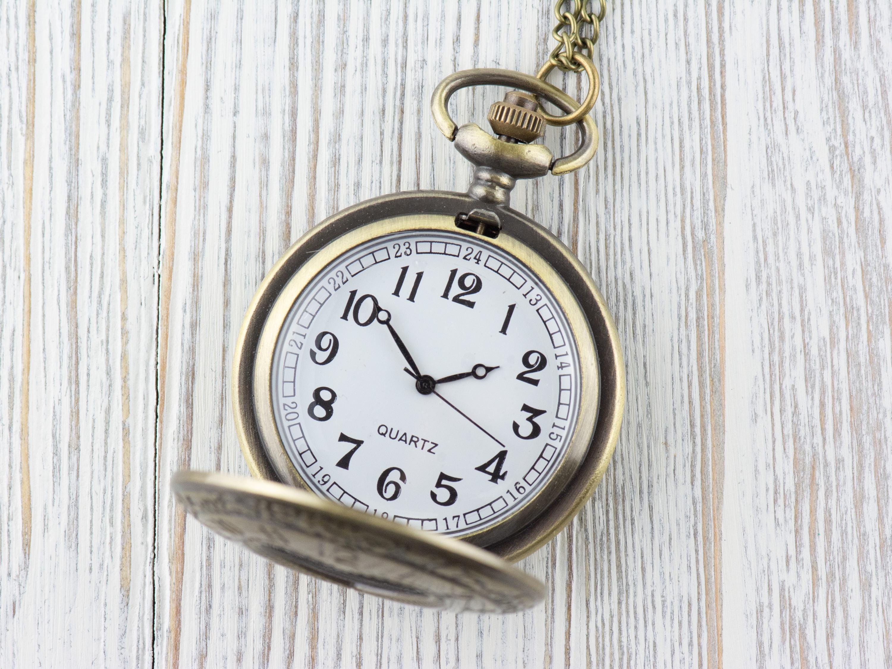 Heart Bronze Pocket Watch Long Necklace / Unique Watches / Nature Inspired Jewelry / Large Pocket Watch