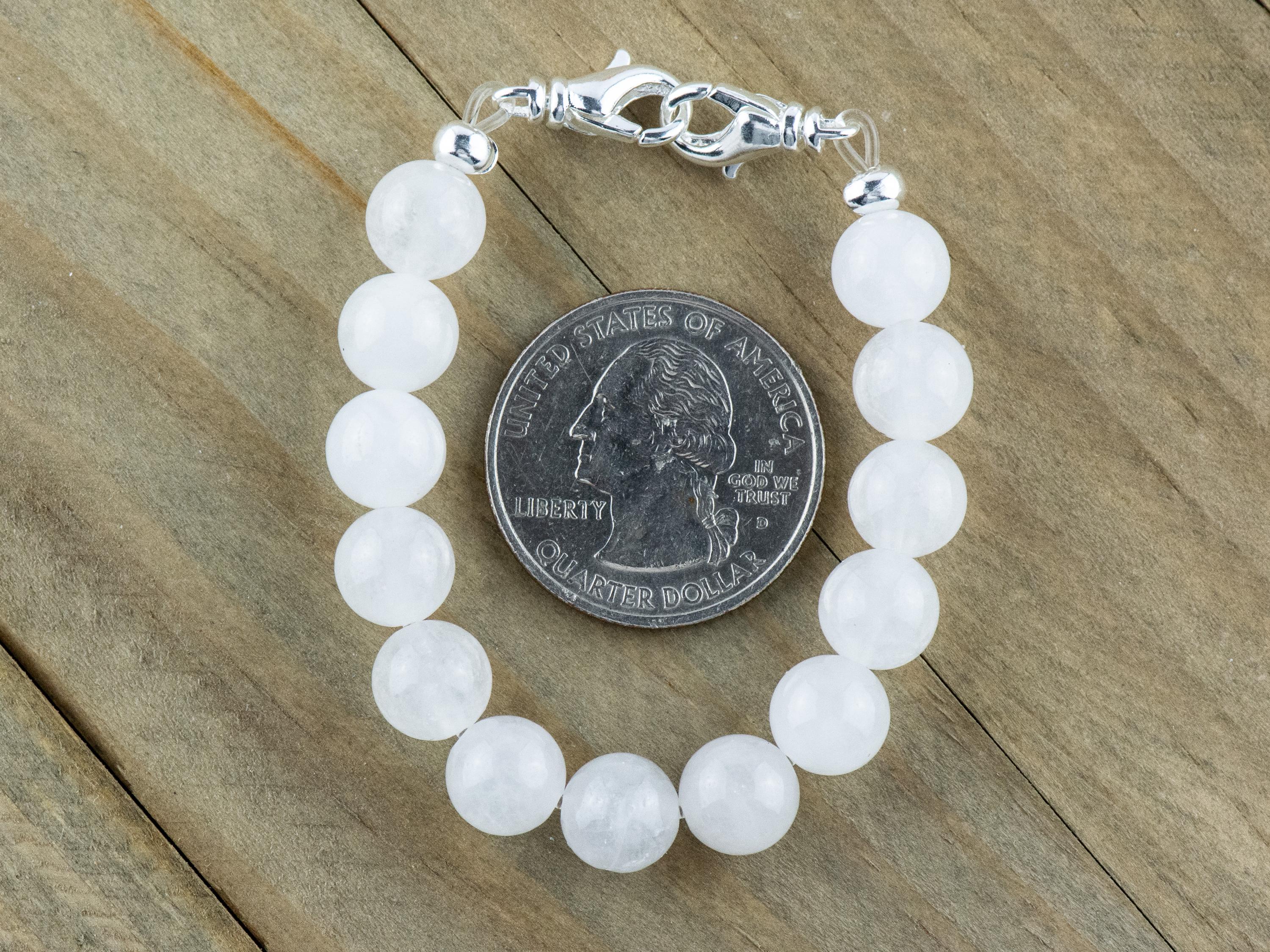 Snow Quartz Stretch Beaded Watch Band, Medical Alert Bracelet, Single Strand, Interchangeable, Handmade Jewelry