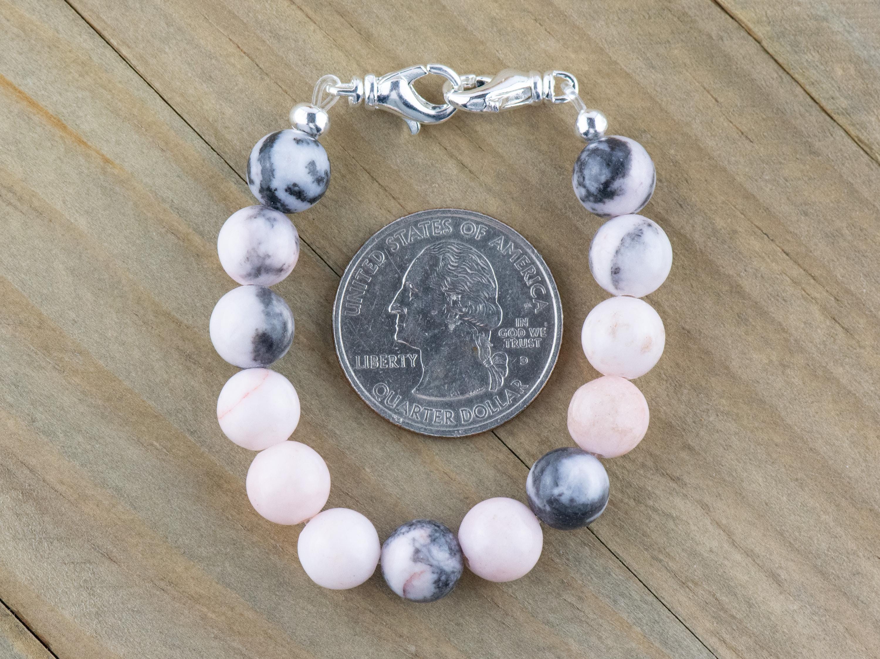 Desert Pink Marble Stretch Beaded Watch Band, Medical Alert Bracelet, Single Strand, Interchangeable, Handmade Jewelry