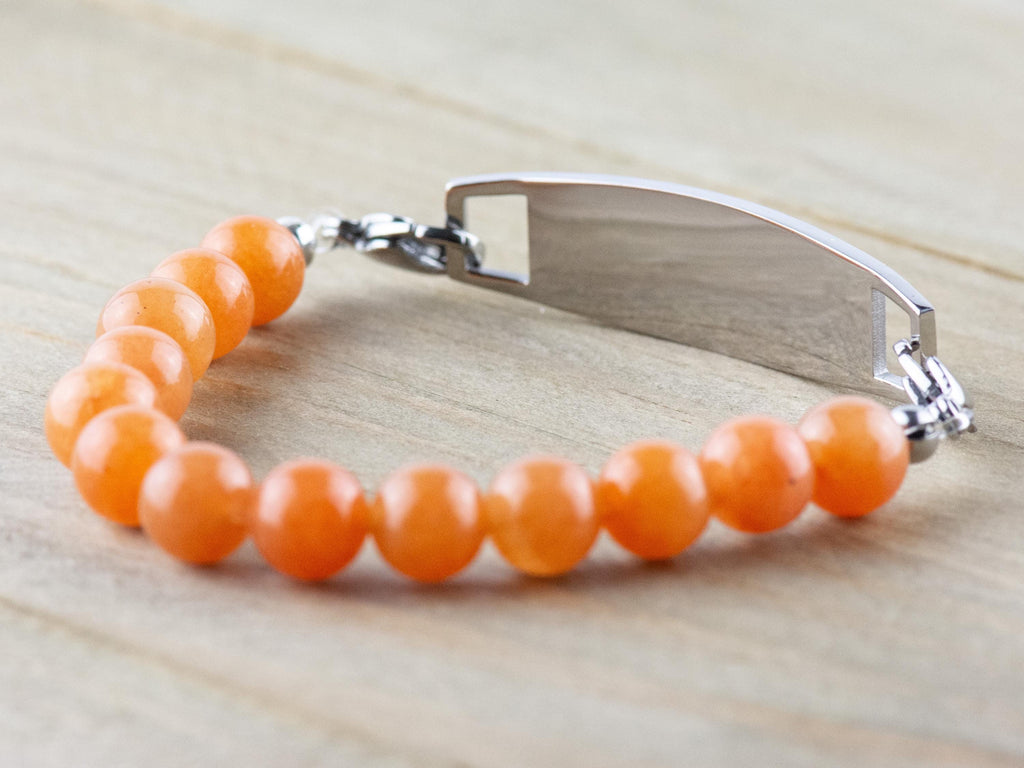 Red Aventurine Stretch Beaded Watch Band, Medical Alert Bracelet, Single Strand, Interchangeable, Handmade Jewelry