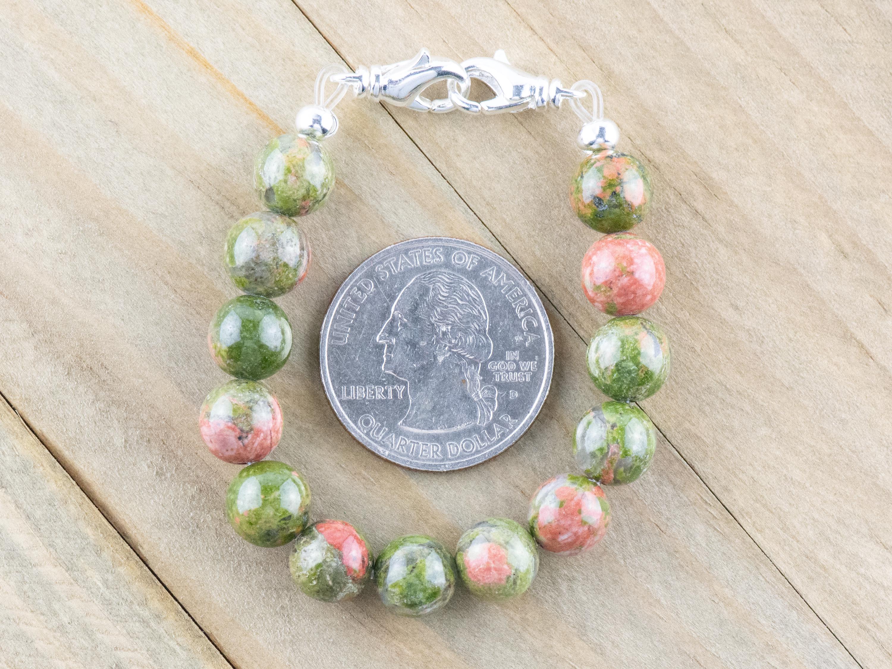 Unakite Stretch Beaded Watch Band, Medical Alert Bracelet, Single Strand, Interchangeable, Handmade Jewelry