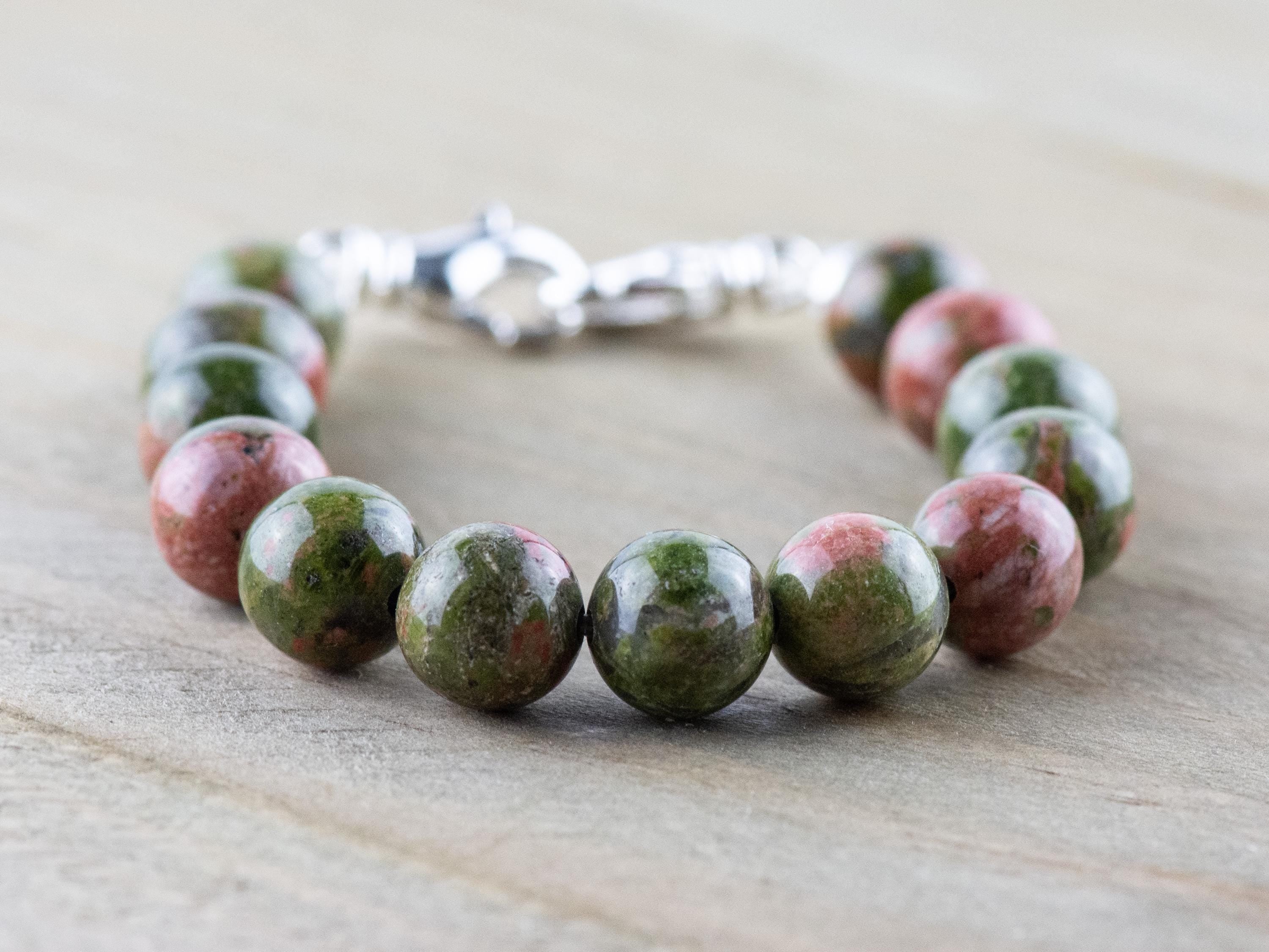 Unakite Stretch Beaded Watch Band, Medical Alert Bracelet, Single Strand, Interchangeable, Handmade Jewelry