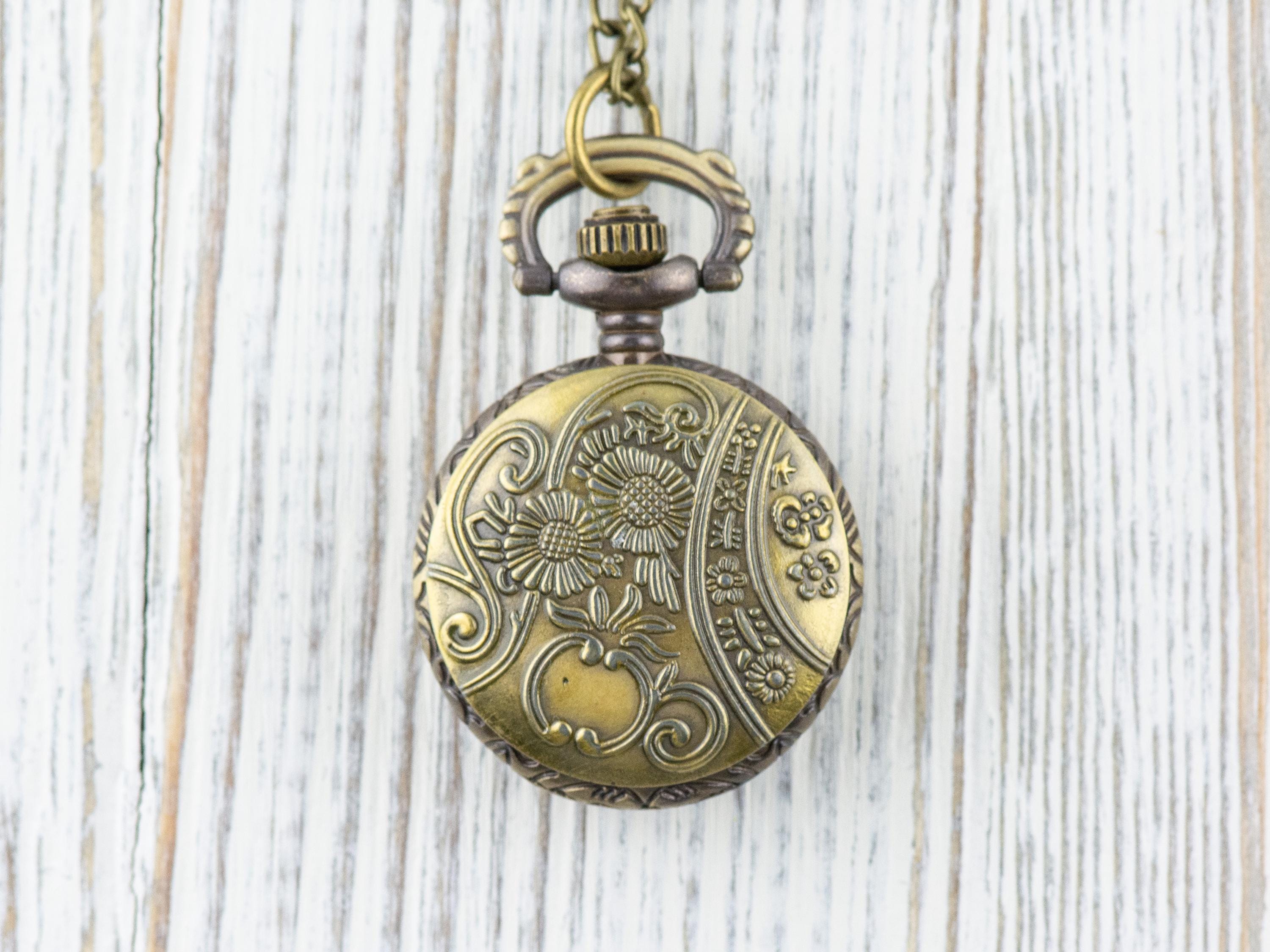 Sun & Moon Pocket Watch Necklace | Long Necklace Watch | Watch Locket Necklace | Pocket Watch Pendant | Ladies Pocket Watch