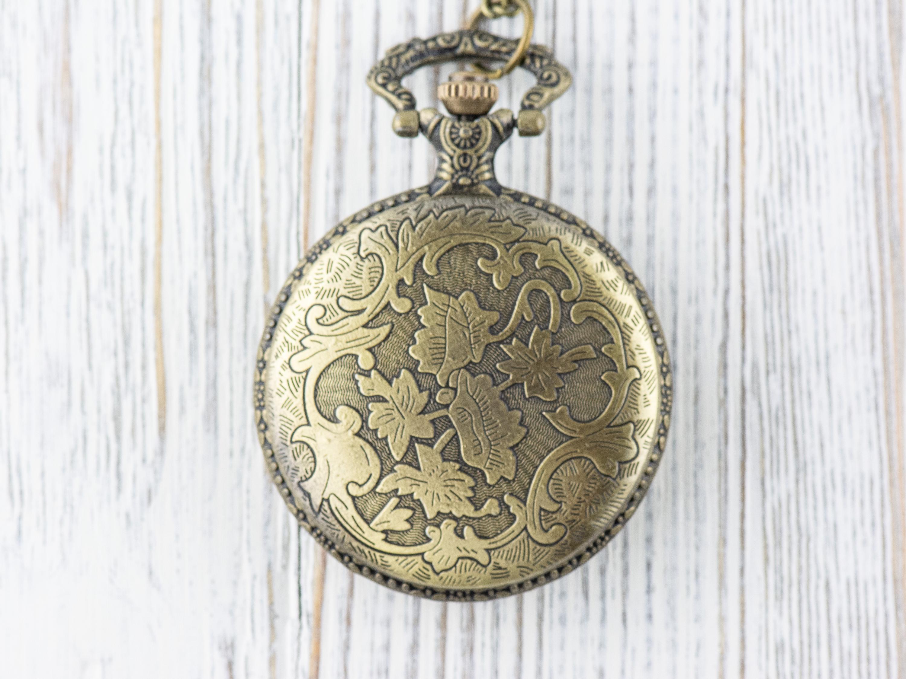 Eagle Bronze Pocket Watch Long Necklace / Unique Watches / Nature Inspired Jewelry / Large Pocket Watch