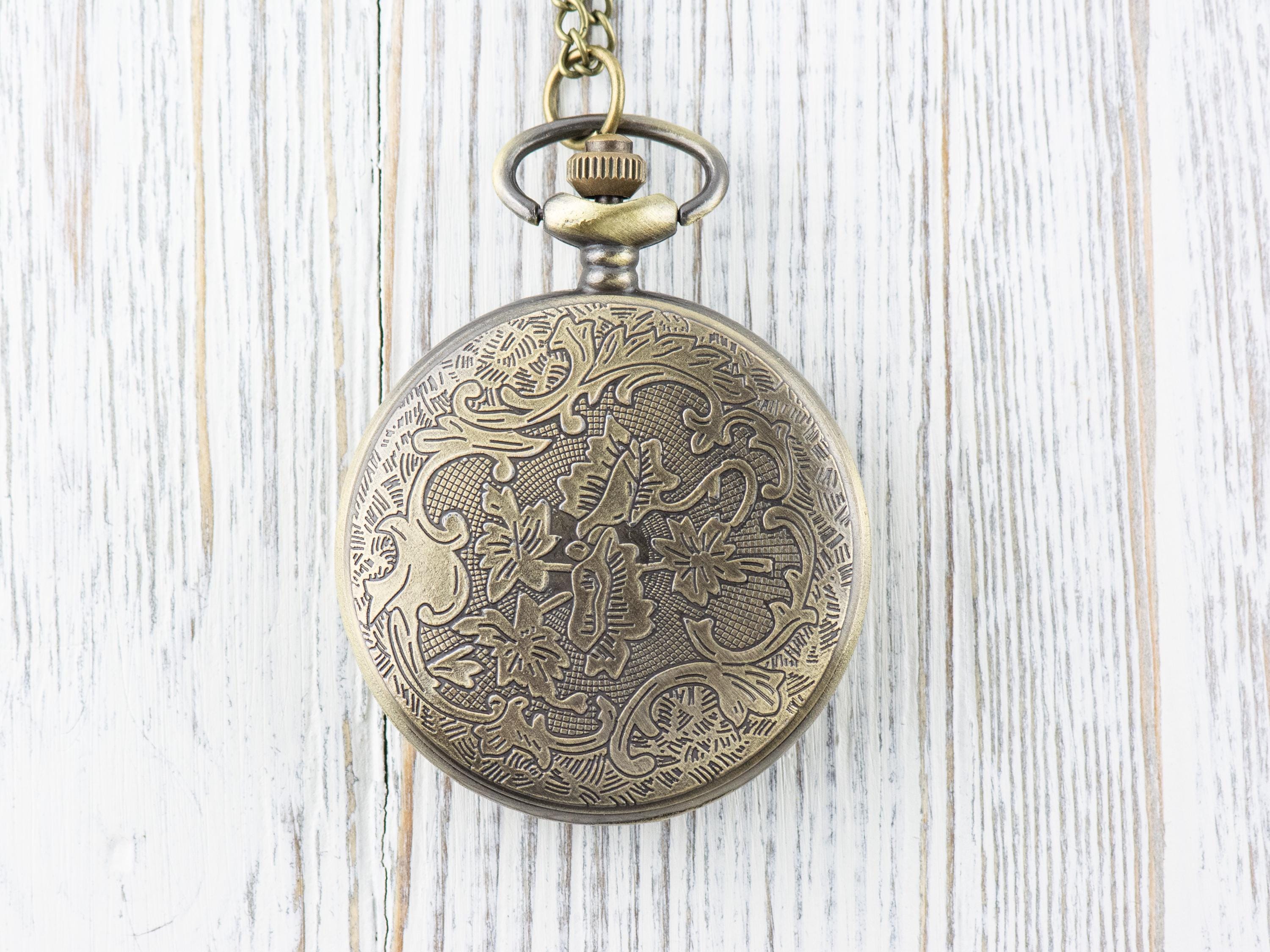 Heart Bronze Pocket Watch Long Necklace / Unique Watches / Nature Inspired Jewelry / Large Pocket Watch